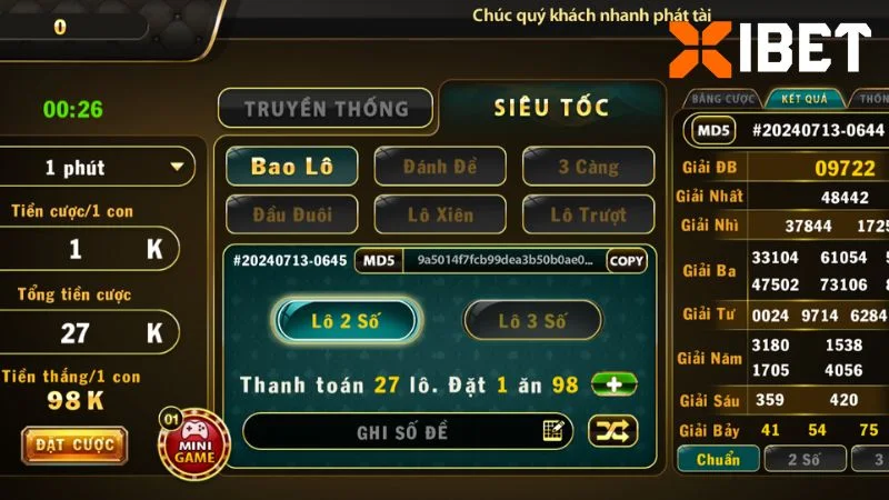 Hình thức lô siêu tốc xiên có tỷ lệ trả thưởng cao